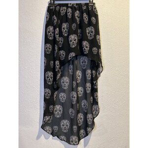 Divided By H&M Skirt Women’s Sz 4 Skull Print Low-Hi Black Elastic Waist